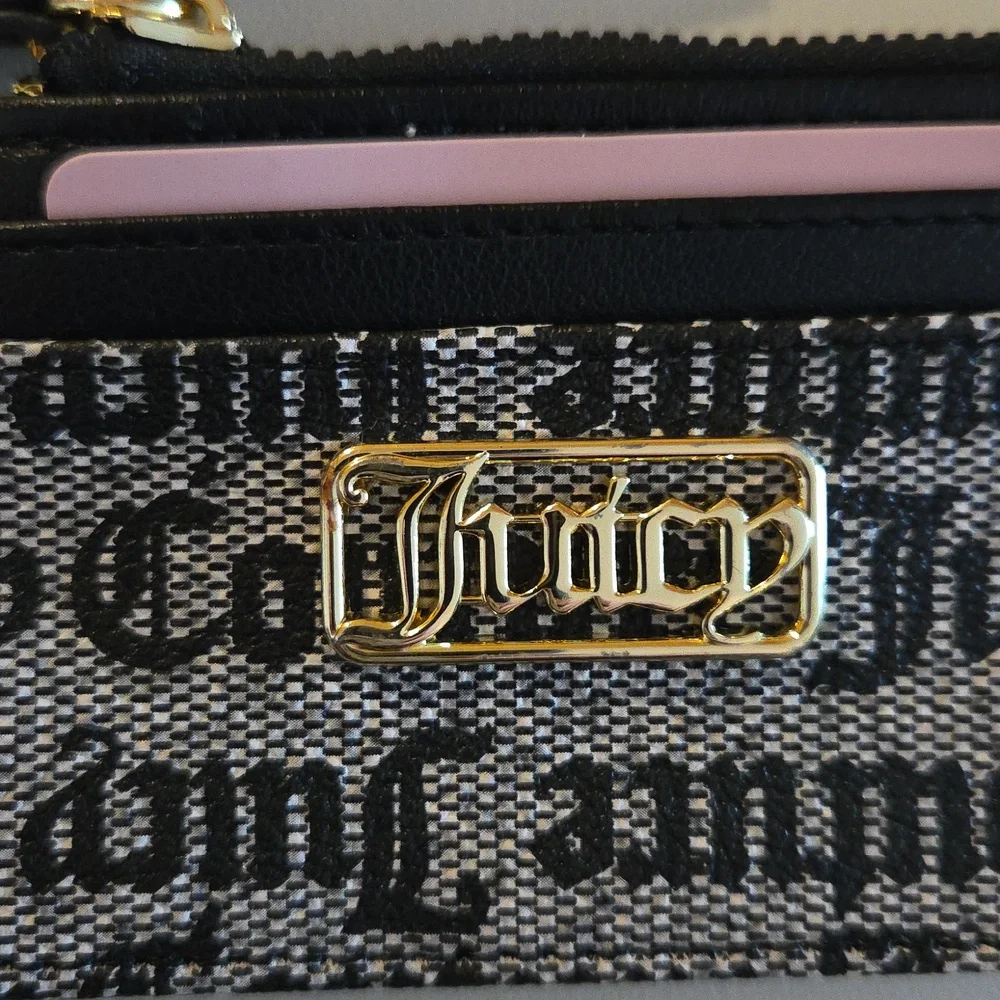 NEW JUICY COUTURE Statement Card Case Gothic Logo Black‎